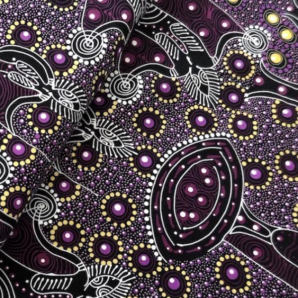 PURPLE DANCING SPIRIT Aborigines Stoff aus Australien
